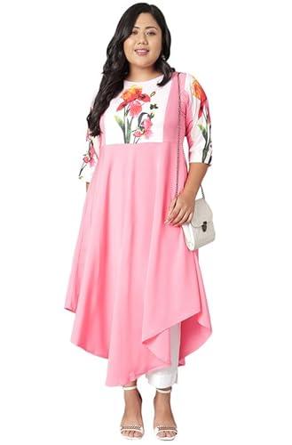 xl love - by janasya women's plus size pink poly crepe kurta (pink_pjne2199-kr-n-6xl)