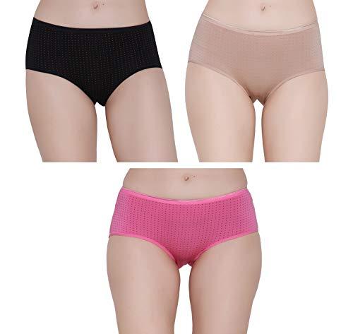 glamoras® women's/girl’s polka dot super soft modal fabric full coverage hipster panty,(beige,black&pink color, size xxxl)