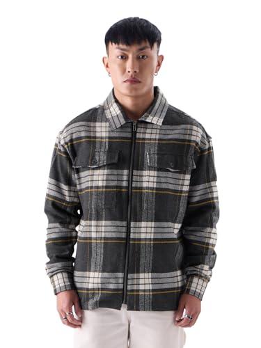 the souled store plaid: black and grey men shackets