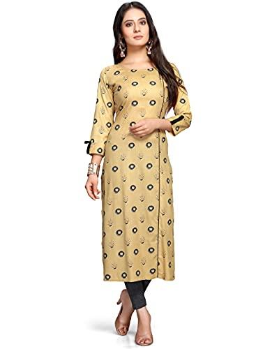 rajnandini women's rayon slub jaipuri printed kurti (jopljpr77-l_beige_l)