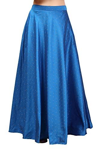 studio shringaar women's readymade polyester taffeta knee length skirt lahenga ghaghra (free size, blue)