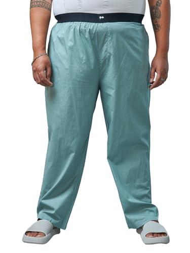 bewakoof men's solid regular fit poplin plus size pyjamas_581595_green_5xl