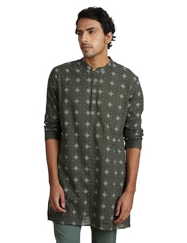 amazon brand - symbol cotton men's mid length kurta 37"_sy-a23-mna-mkt-334_green_l