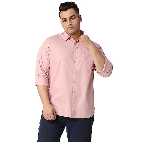 thomas scott men's solid regular fit 100% cotton casual shirt with full sleeve pink