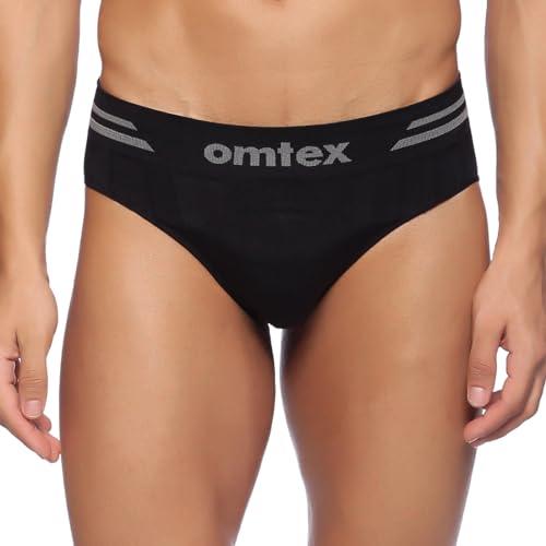 omtex athletic vseamless stretchable brief full covered with cup pocket, ideal for workout and sports quick dry moisture wicking underwear black -2x-large