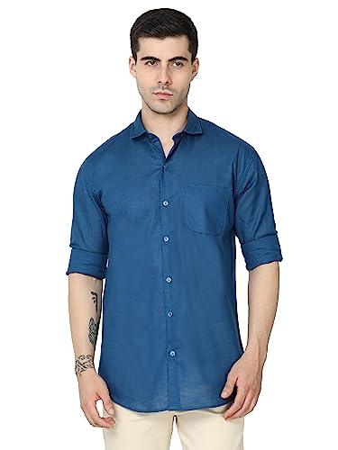 miraan men's linen cotton long sleeve casual shirt (siglinentealblues_teal blue_small)