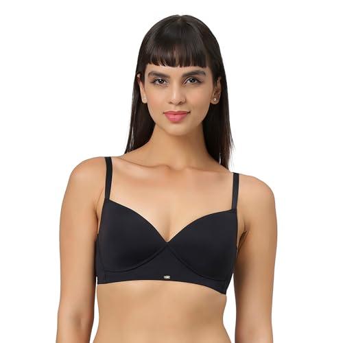 soie women's padded non-wired full coverage t-shirt bra (cb-134 black 42b)