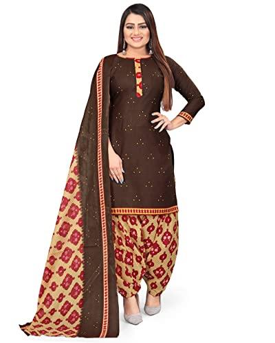 rajnandini women's cotton printed unstitched salwar suit material(joplvsm4237-p) (brown-1)