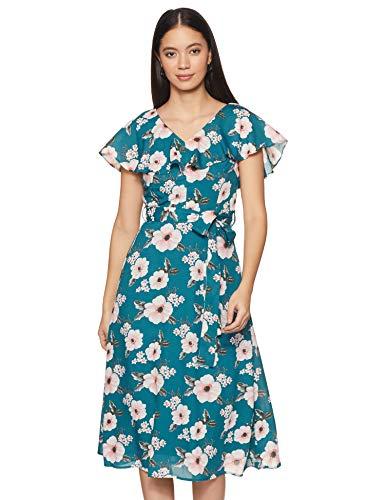 harpa women's synthetic a-line midi casual dress (gr5919_green_xl)