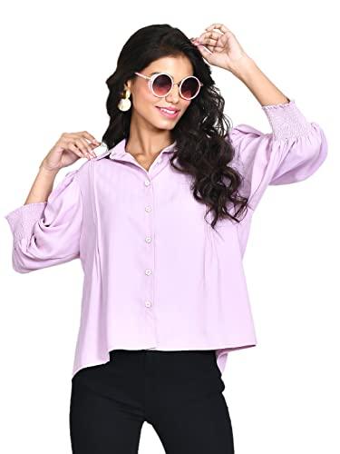 zink london women's purple solid shirt style top