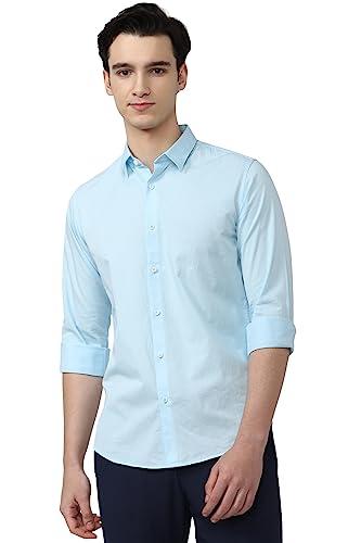 peter england men's slim fit shirt (pcsfsslpo08905_light blue 44)