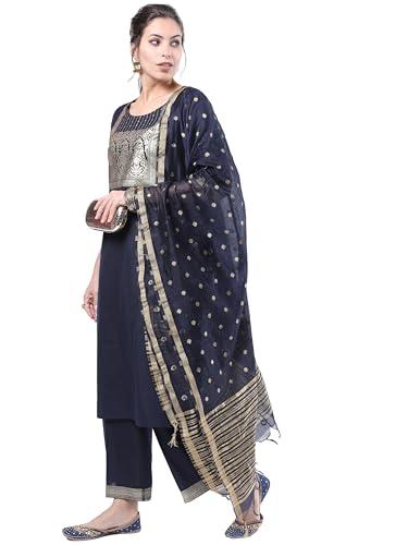 ketch women's polyester kurta set (khk3000216_navy