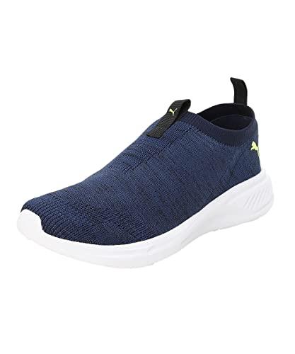 puma mens scorch mark slip on blazing blue-lime squeeze-black running shoe - 8uk (37998702)