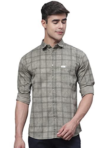 majestic man cotton checkered slim fit casual shirt for man (xx-large, dark oak)