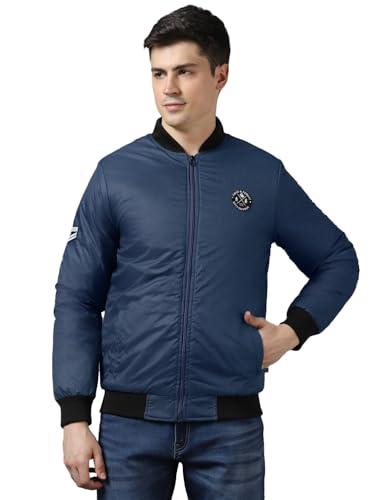 urbano fashion men's dark blue full sleeve zippered bomber jacket (jakt-bomb-03d-blzblu-l)