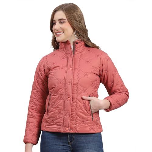 monte carlo womens coral embroidered full sleeve stand collar casual jacket (223062496-1-38)