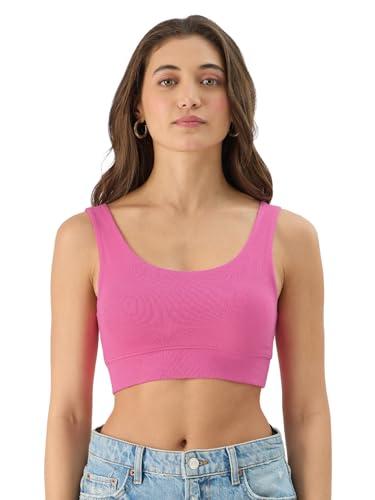 the souled store solids: rose pink women and girls pull on cotton blend bralette top