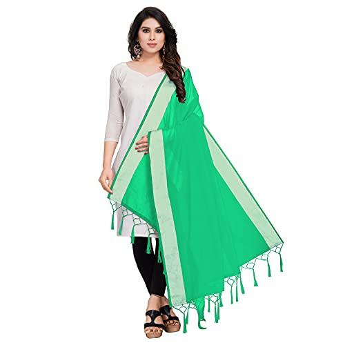 sidhidata textile women's solid cotton silk dupatta with tassels (dup radhe seagreen_seagreen_2.20 mtr)