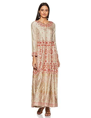 w for woman women's rayon empire knee-long dress (19auw13147-113411_beige_xs (6))