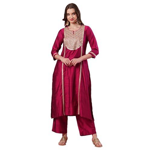 globus women kurta set (3641394003_plum_l)