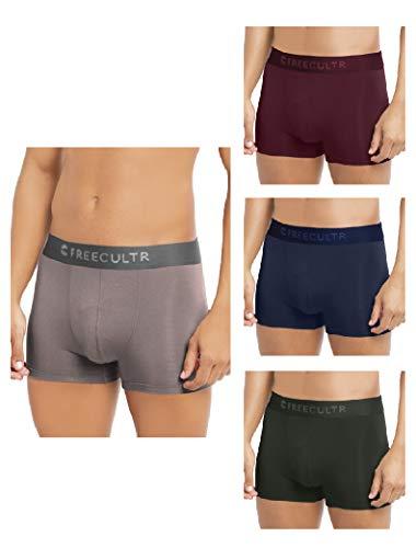 freecultr men's underwear anti bacterial micromodal airsoft trunk - non itch no chaffing sweat proof - mist grey,port wine,space blue,avocado green size m pack 4