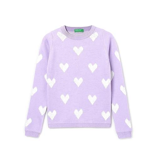 united colors of benetton girl's regular fit crew neck knitted sweater (size: 4-5 years)-23a1aophrt14ipr1 lilac