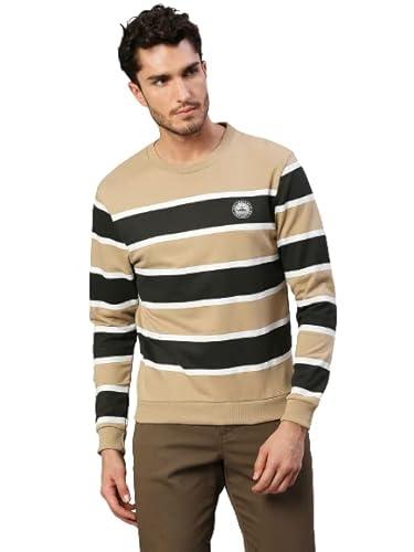 high star men's cotton blend roundneck sweatshirt (hsmsss3184_beige