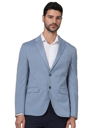 celio men blue solid slim fit polyester suit jacket (3596655831238, blue, 52)