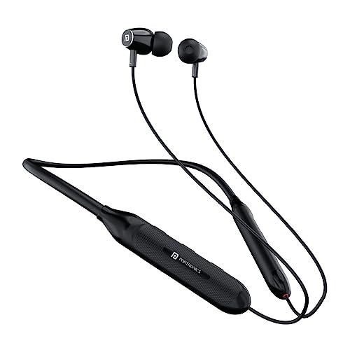 portronics harmonics z7 bluetooth wireless in ear earphones with upto 40 hours playback, 10mm dynamic driver, gaming mode, high bass, ipx4 water and sweat resistant, type c fast charging(black)