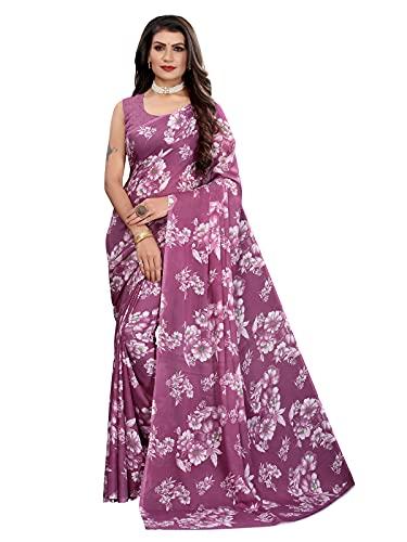 siril women's georgette floral printed saree with blouse(2024s566_purple)