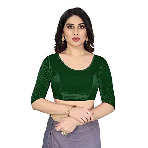 sidhidata women's velvet solid 3/4 sleeve blouse (ps velvet 62 black_multicolour_plus size, 38-42)