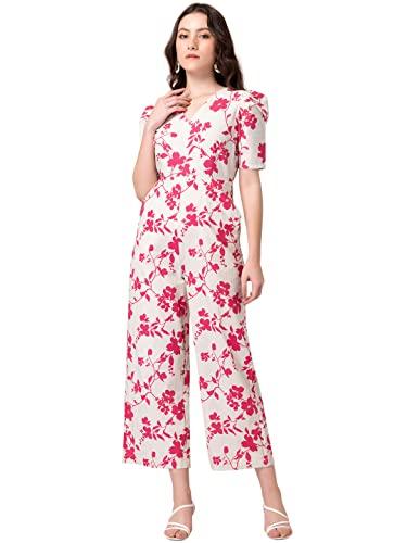 faballey white and pink floral print poplin jumpsuit