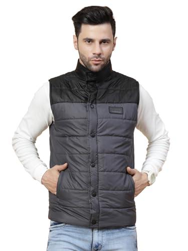 rigo polyester cut & sew puffer jacket for men | colorblocked print, sleeveless, high neck puffer jacket for men | regular fit men's winter wear casual jacket for everyday wear (l)