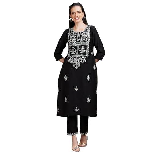 globus women kurta set (3641241001_black_s)