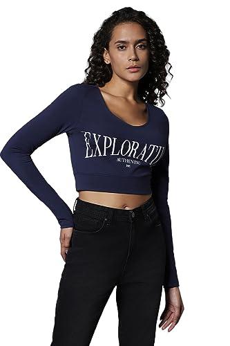 high star women's classic fit shirt (hswtow23059_nv_navy blue