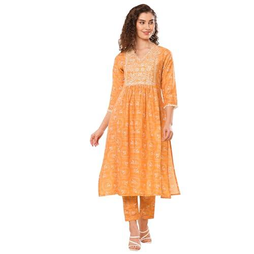 globus women kurta set (3641424003_orange_l)