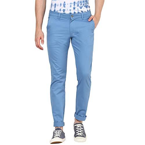 urbano fashion men's slim fit sky blue casual chinos trouser (sky blue; 30)