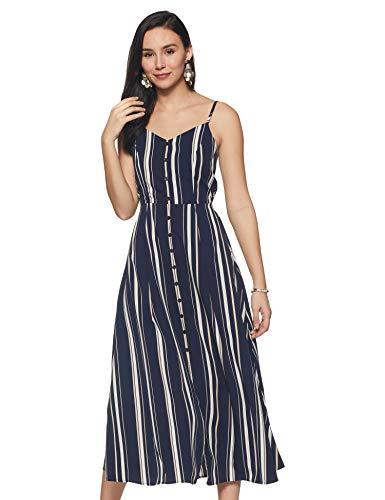 harpa women's synthetic a-line midi dress (gr6056_blue_m)