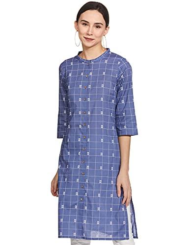 w for woman women's cotton regular kurta (20auw14648-116404_dark blue_2xl)