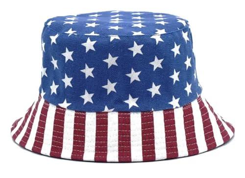 zacharias unisex cotton usa flag printed bucket hat pbh-09 (blue; free size) (pack of 1)