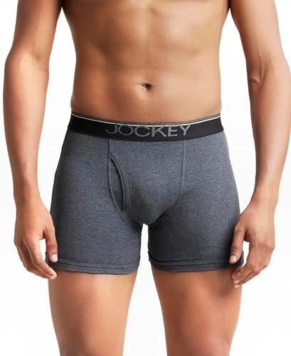 jockey men's cotton boxer brief (pack of 1) (8009_charcoal melange_charcoal melange_2xl)