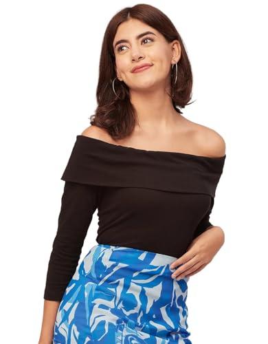 moomaya solid off-shoulder tops, women’s full sleeve casual vacation top