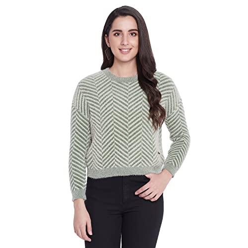 duke women's casual wool blend sweater (sds963_green_xl