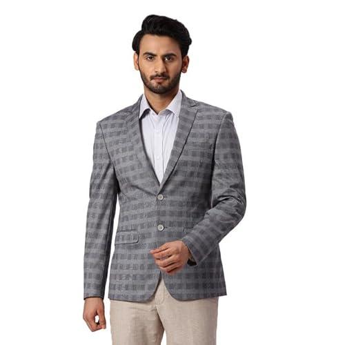 park avenue men's super slim fit print pattern terry rayon blend notch lapel long sleeve medium grey formal jacket