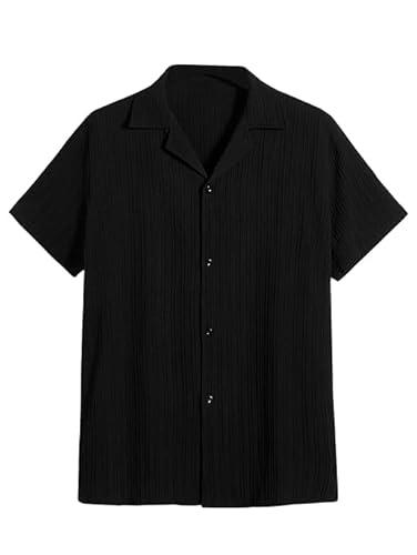 leriya fashion textured shirts for men || casual shirt for men || shirt for men|| men stylish shirt || men fancy shirt || men half sleeve shirt || plain shirts for men || shirts (medium, black)