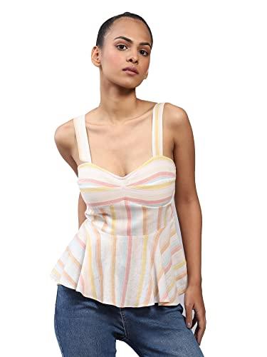 label ritu kumar strappy peplum short top multicolour