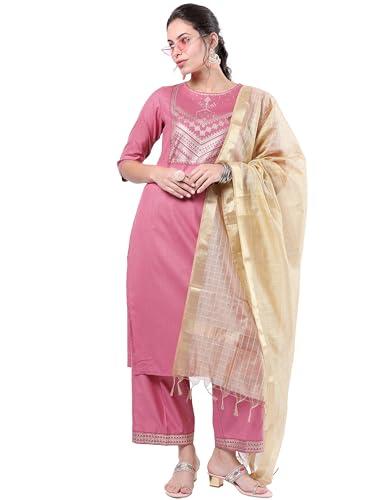 ketch women's polyester kurta set (khk3000171_rose