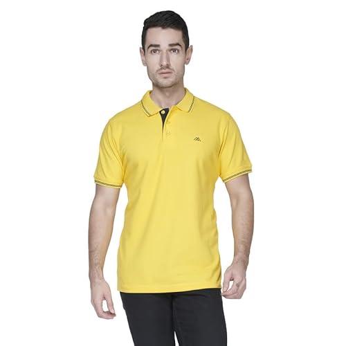 mark & albert stylish 100% cotton solid men's regular fit polo t-shirt - 100% fine cotton, ultra comfortable yellow