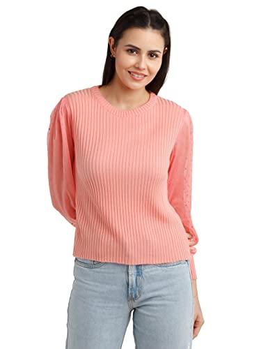 zink london women's coral solid regular sweater