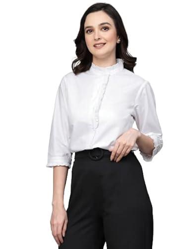 style quotient women white solid regular formal shirt